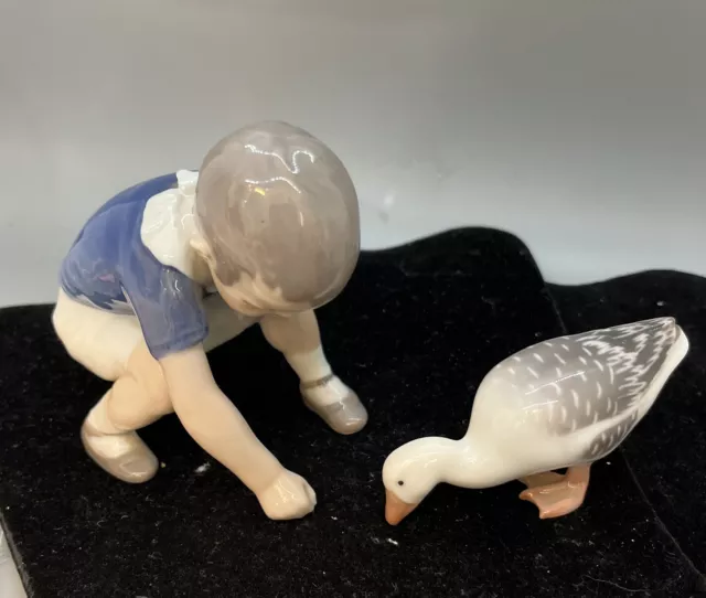 Bing & Grondahl B&G Boy Dickie And Goose Figurine #1636 & #1902 Denmark