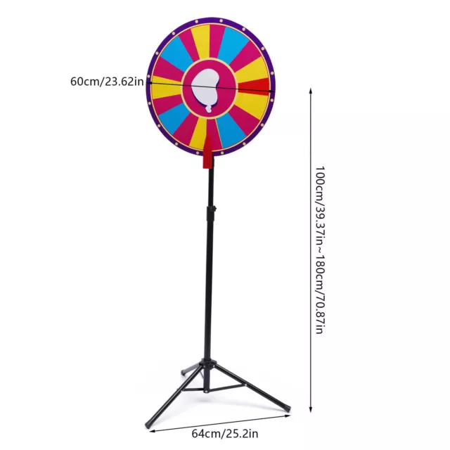 24" Inch 12-Slot Fortune Spinning Wheel w/ Tripod Stand Prize Wheel Win Game New