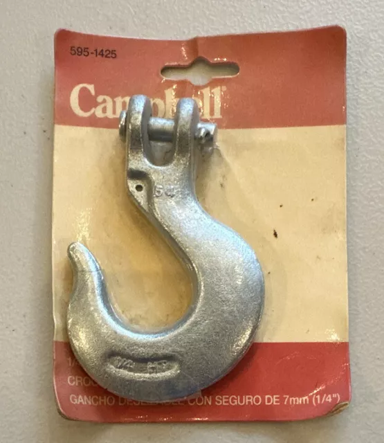 Chain Hook Clevis Type Slip Hook Zinc-Plated Forged Steel 1/4"
