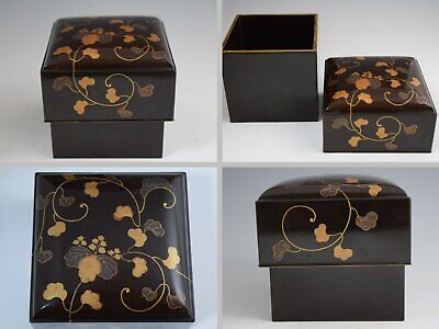 Cool! 170+ Years Old Late EDO era Arabesque Pattern Japanese Lacquerware Box 306