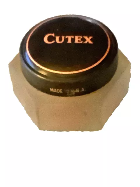 💋 POST 1911 CUTEX FULL NOS RARE HEXAGON JAR BLACK TIN TOP VTG ANTIQUE 1900s 💋