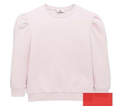 V By Very Girls Essential Puff Sleeve Sweatshirt Jumper- Pink Size 10yr