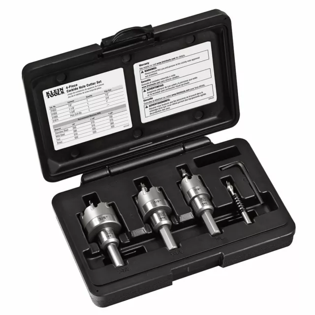 Klein 31872 Hole Saw Kit, Carbide Hole Cutter, 4-Piece