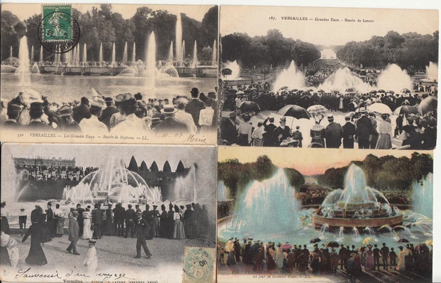 Lot de 4 cartes postales anciennes card château de VERSAILLES les grandes eaux 2