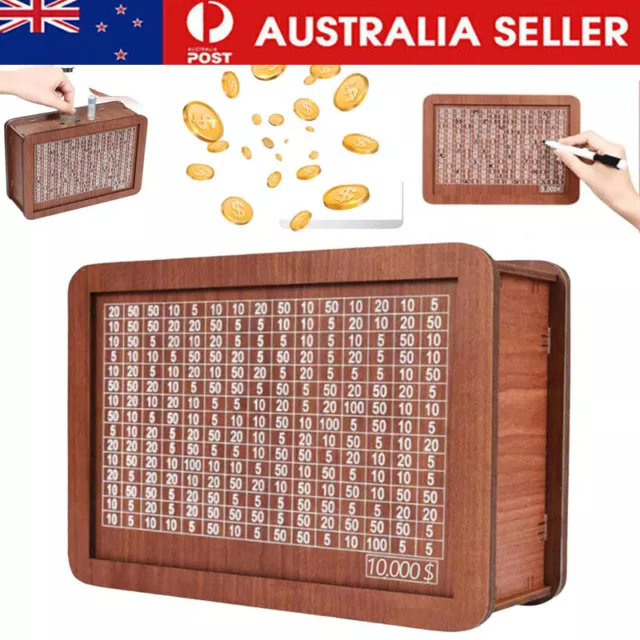 Wooden Cash Saving Box Creative Cash Savings Challenge Box Money Box