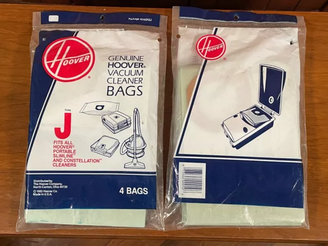 Lot of 2 - 4 Packs Hoover Type J Vacuum Cleaner Bags 8 total "Genuine Brand New"