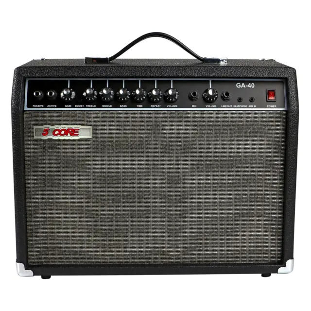 Amplificador de guitarra eléctrica 5 núcleos 40 W, amplificador de guitarra con altavoz incorporado negro