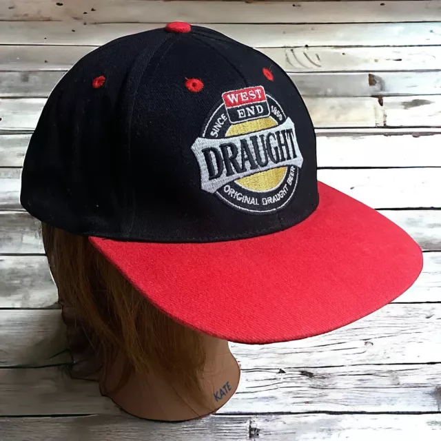 West End Draught Beer Unisex Black & Red Ball Cap OSFM Adjustable Metal Clasp