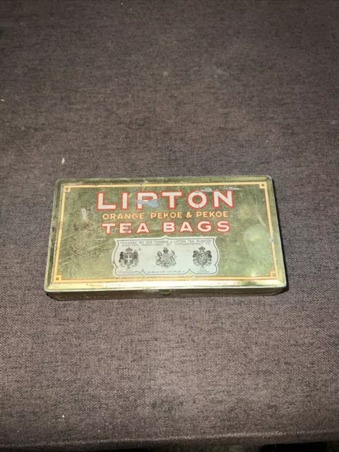1940's Vintage Lipton Orange Pekoe & Pekoe Tea Bags Empty Metal Tin ~ Super Nice