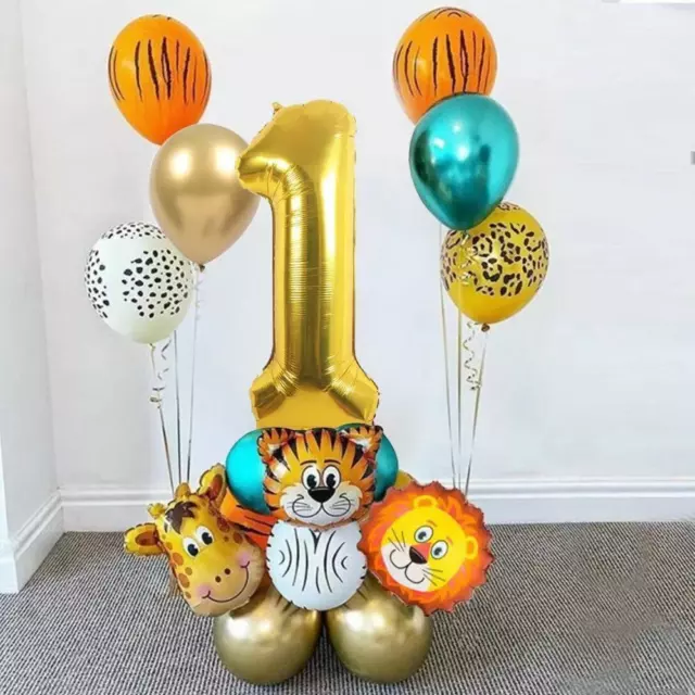 18pcs Wild Jungle Animal Print Foil Latex Balloon Zoo Safari Birthday Party Deco