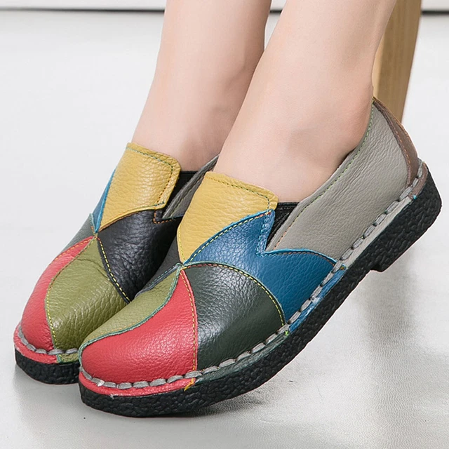Chaussures en cuir pour femmes de couleur rétro de style ethnique de grande 3