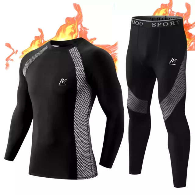 Mens Thermal Underwear Set Top Bottom Base Layer Long Johns Winter Sports Suits