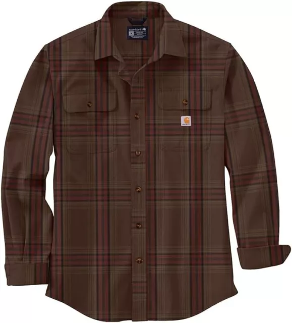 CARHARTT MEN'S LOOSE Fit Heavyweight Flannel Long-Sleeve Plaid Shirt ...