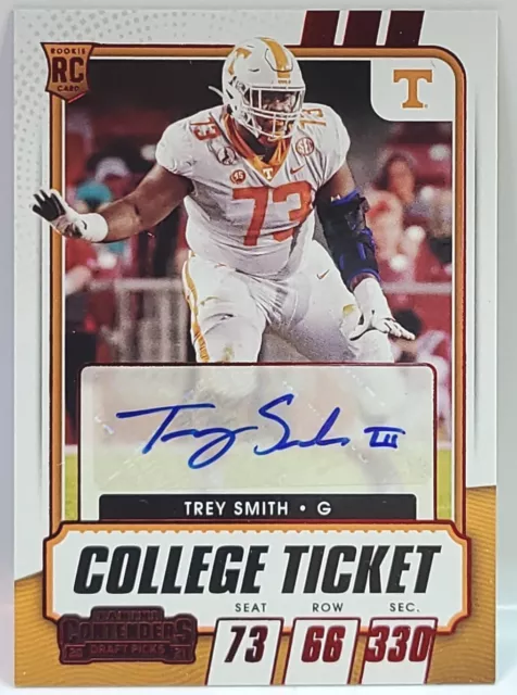 Trey Smith 2021 Contenders Draft Picks Auto Red Foil Rookie Kansas City Chiefs