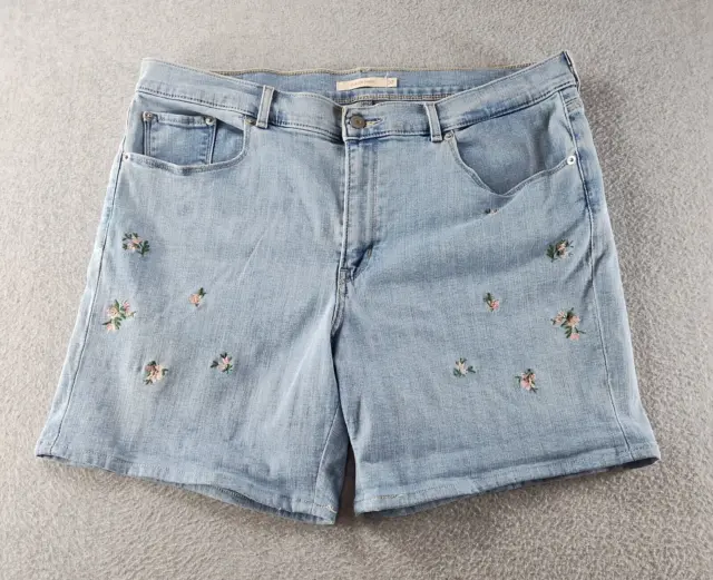 Levi's Floral High Rise Classic Short Blue Denim Jean Shorts Women's Size 32