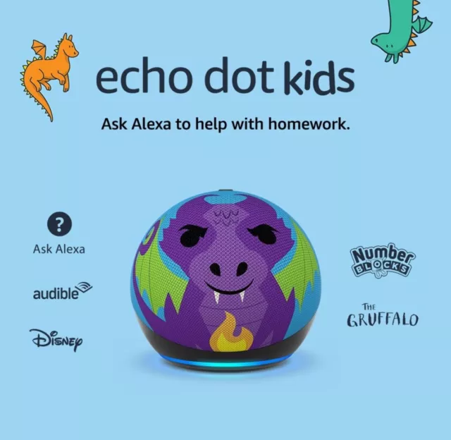 Amazon Echo Dot Kids Smart Speaker (5th Gen) with Alexa Voice Control - Dragon