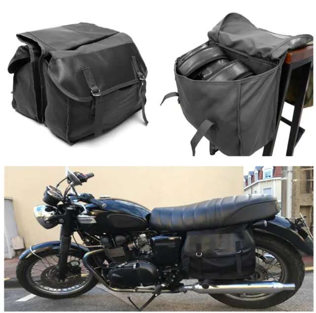 Black Motorcycle Bike Rear Tail Bag Back Pack Saddle Bags Large Capacity Storage