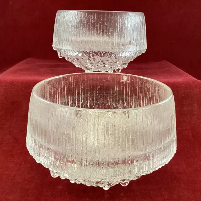 2x Iittala Finland Glass Bowl Ultima Thule 3 Footed Art Glass Bowls (3C) MO#8767