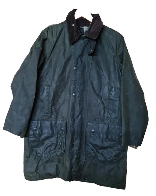 BARBOUR GAMEFAIR C38 /97cm Wax Jacket Mens Medium Green Classic Vintage