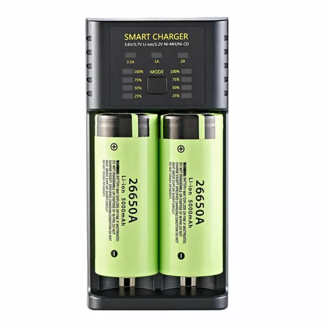 Chargeur de batterie Lithium 18650 double fente pour LI-Ion/Imr 10400 21700 3