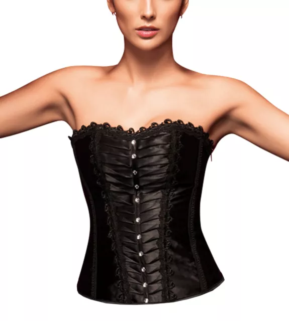 sexy Corsagentop Vollbrust Corsage Korsett Bustier Bluse schwarz Gothic