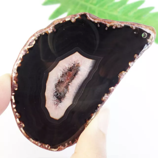 Black Red Onyx Druzy Geode Agate Freeform Slice Pendant Bead MJ87948