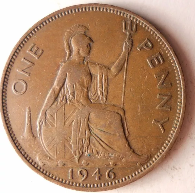 1946 GREAT BRITAIN PENNY - Excellent Vintage Coin - Britain Bin #5