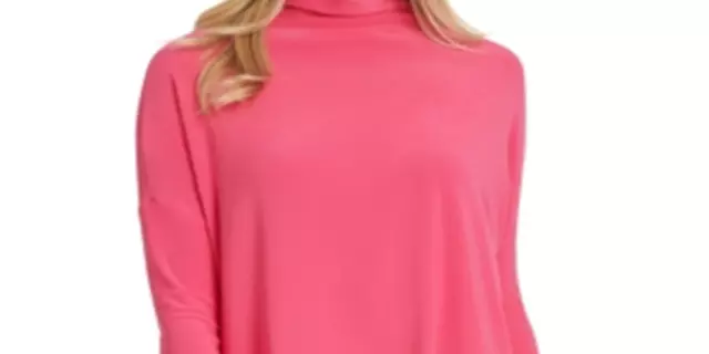 DKNY Women's Funnel Neck Dolman Sleeves Top Pink Size X-Small 3