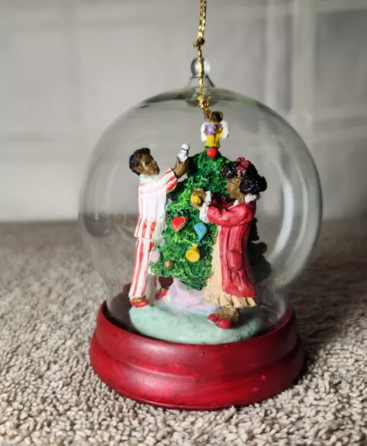 Vintage Silvestri The Wonder of Christmas African American Glass Dome Ornament