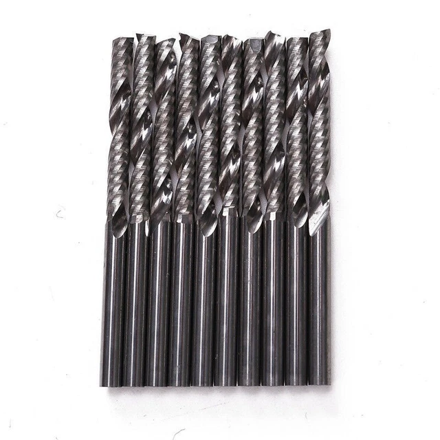 10x  1/8 3.175*25mm Shank 1 Flute Carbide Spiral End Mill CNC Router Bit New