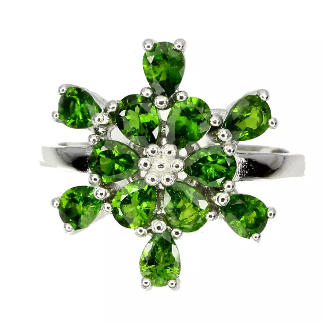 Shola Vrai Naturelle Chrome Diopside Anneau Gr.18 925 Argent Sterling R360