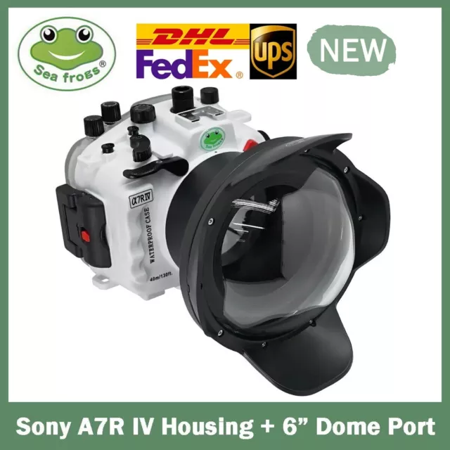Carcasa de cámara submarina Seafrogs 40m/130ft blanca + kit de puerto cúpula para Sony A7R IV