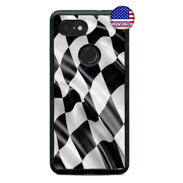 Google Pixel 3 3XL 2XL Checkerd Phone Case Formula Race Car Flag Custom Cover