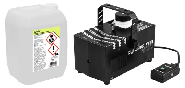 Eurolite Dynamic Fog 600 Nebelmaschine Set 600 Watt 0,5L Tank Smoke Fluid 5 Lq