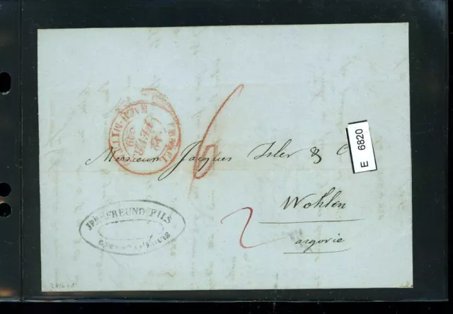 BM2541, Schweiz Vorphilatelie, Brief nach Wohlen (Aargau), aus Basel, 1849