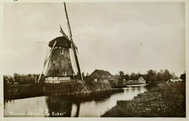 Historische Postkarte, um 1900, Niederlande, Wormer Molen, De Koker, Rarität