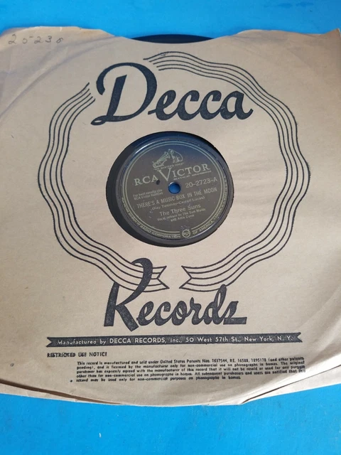 Three Suns-Theres Music Box In The Moon/La Rosita.rca Victor 78 Broken Tip As Is