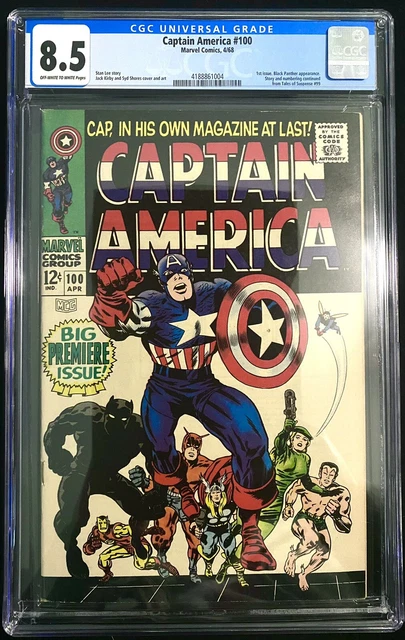 Captain America #100 (1968) CGC 8.5 First Issue, Black Panther Appearance