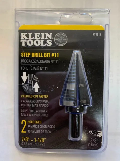 Klein Tools KTSB11 Hex Double Flute Step Drill Bit No.11