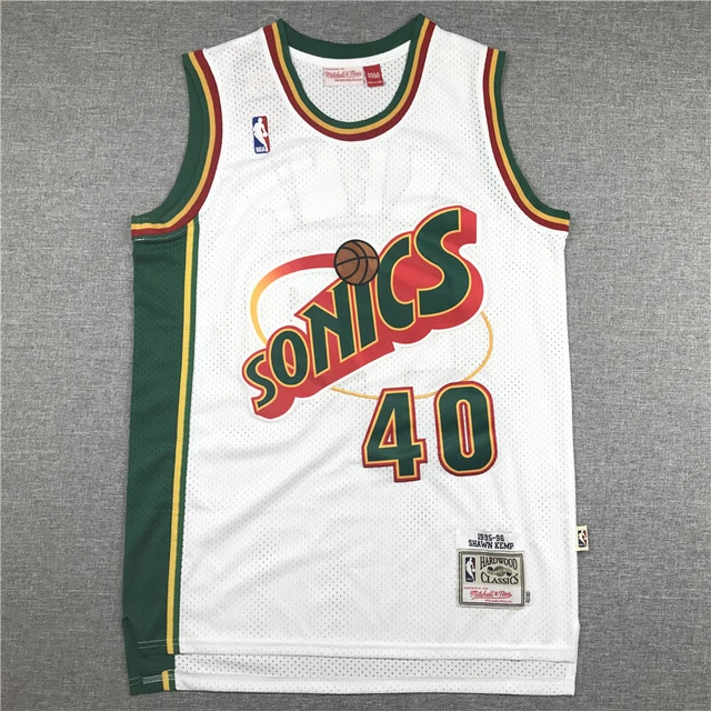 RETRO 95 96 Shawn Kemp 40 Seattle SuperSonics Basketball Jerseys