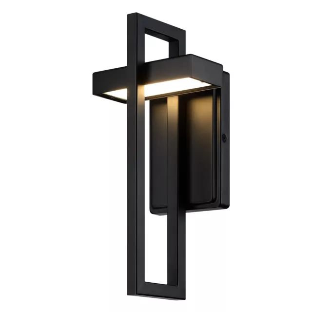 Revtronic Outdoor LED Wall Light, Modern Black Exterior Light Fixture for Porch