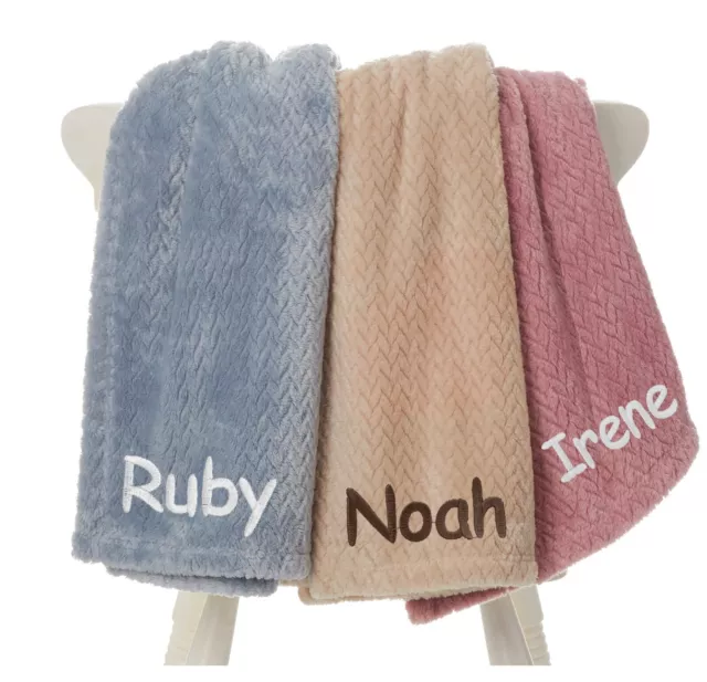 Personalised Baby Blanket Embroidered Soft Fluffy Waffle Baby Boy Girl Gifts