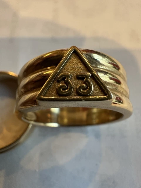 Scottish Rite Masonic Ring Mendel Gold Plated 33rd Degree - Stainless ...