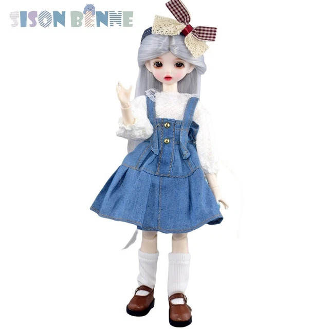 Poupée BJD 30cm (12 Pouces) - Fille Avec Yeux Bleus Remplaçables, Perruque Courte Et Chapeau