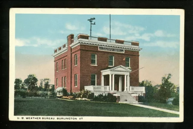 Vermont VT postcard Burlington, US Weather Bureau Building Vintage