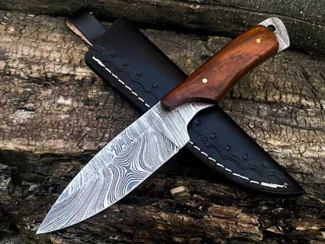 Shardblade Custom Hand Forged Damascus Steel Edc Skinner Hunting Knife W/Sheath
