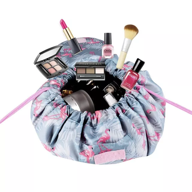 Portable Makeup Drawstring Bag Storage Travel Pouch Flamingo Cosmetic Bag