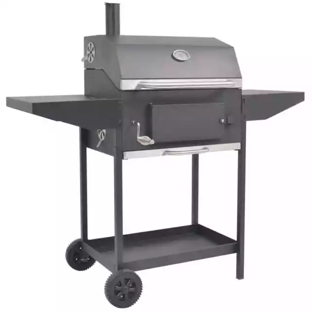 BBQ Charcoal Smoker with Bottom Shelf Black Outdoor Grill Barbecue vidaXL