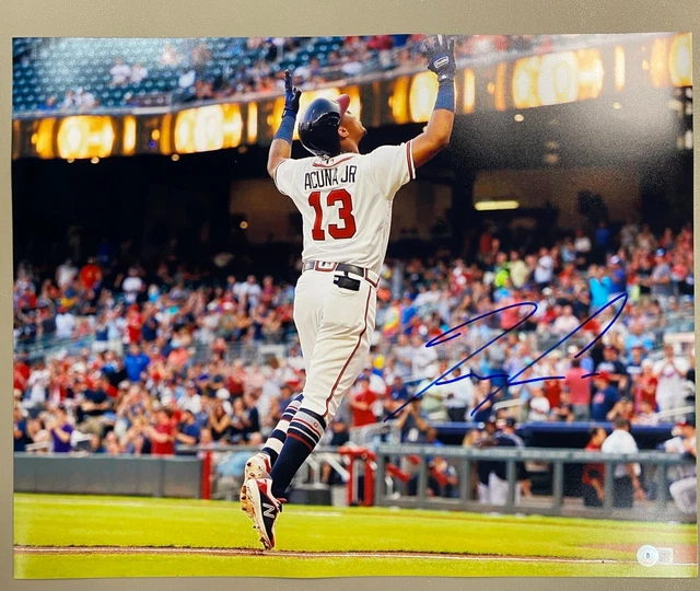 Ronald Acuna Jr Signed Atlanta Braves 16x20 Home Run Photo AUTO BAS Hologram