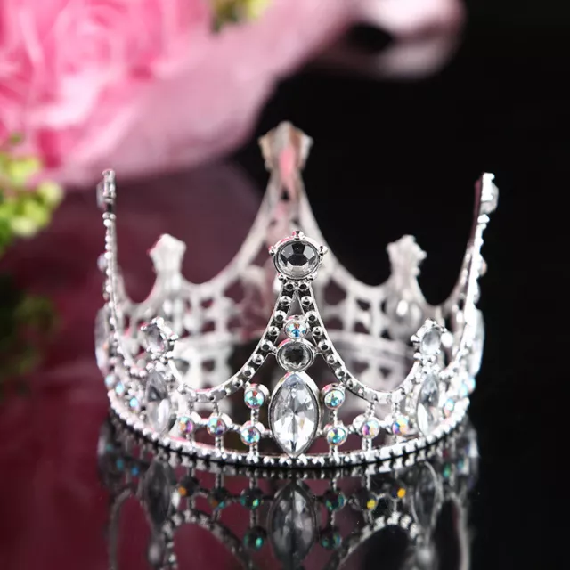 Small Crown Silver Tiaras For Girls Crown Cake Topper Flower Bouquet Party